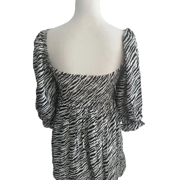 FAITHFULL THE BRAND Zebra Print Smocked Empire Waist Dress Size US 6 - Picture 7 of 9